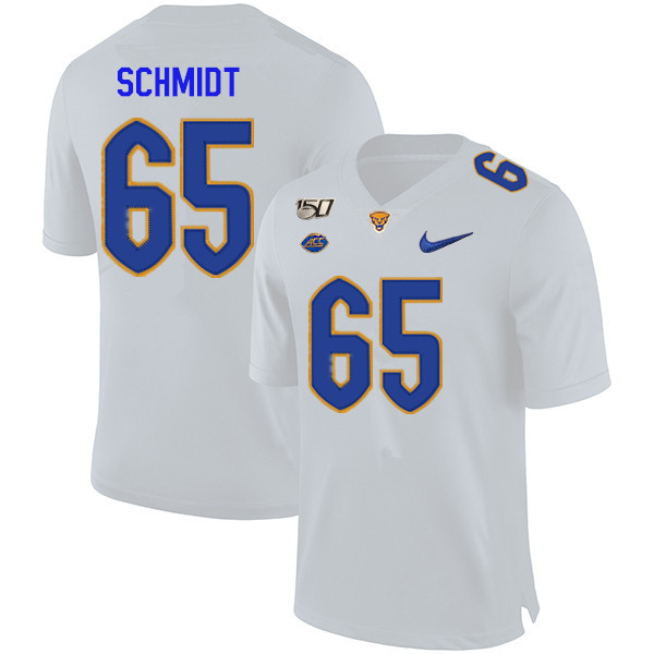 2019 Men #65 Joe Schmidt Pitt Panthers College Football Jerseys Sale-White